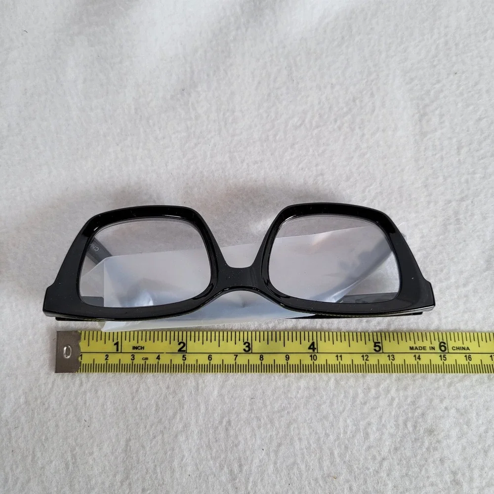 Hummingbird Womens Square Reading Glasses Santa Fe Blue Light +3.50 Black Clear